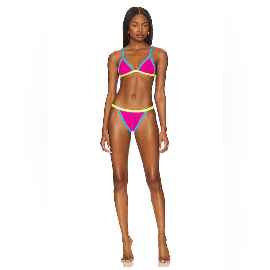 Beach Riot Pink And Yellow Bikini Set Sporty Design